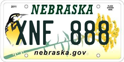 NE license plate XNF888