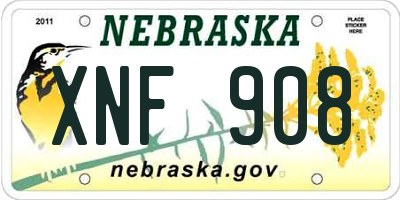 NE license plate XNF908