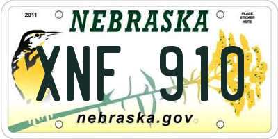 NE license plate XNF910