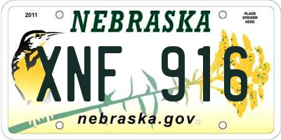 NE license plate XNF916