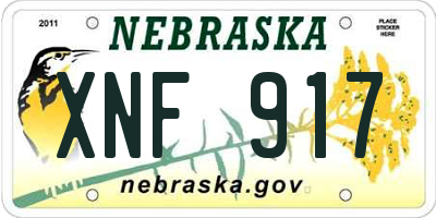 NE license plate XNF917