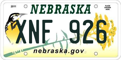 NE license plate XNF926