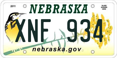 NE license plate XNF934
