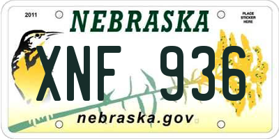 NE license plate XNF936