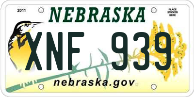 NE license plate XNF939