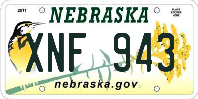 NE license plate XNF943