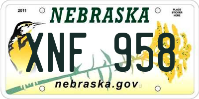 NE license plate XNF958