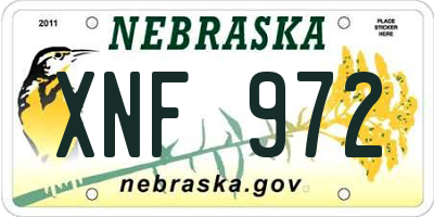NE license plate XNF972