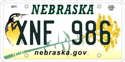 NE license plate XNF986