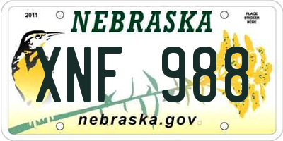 NE license plate XNF988