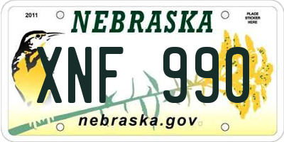 NE license plate XNF990