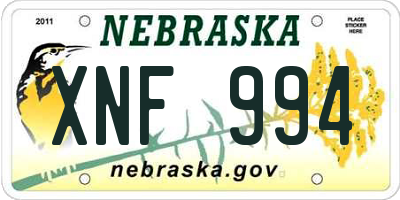 NE license plate XNF994