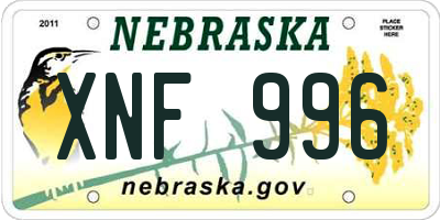 NE license plate XNF996
