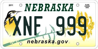 NE license plate XNF999