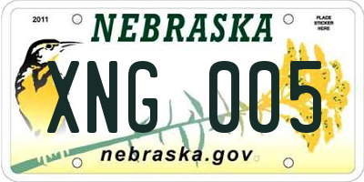 NE license plate XNG005