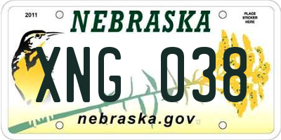 NE license plate XNG038