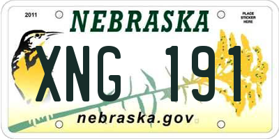 NE license plate XNG191