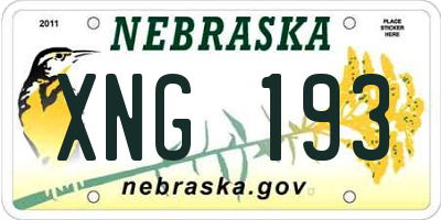 NE license plate XNG193