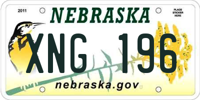 NE license plate XNG196