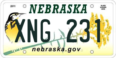 NE license plate XNG231