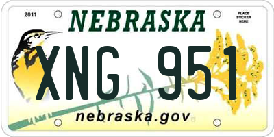 NE license plate XNG951