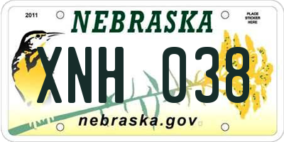 NE license plate XNH038