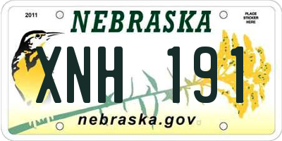 NE license plate XNH191