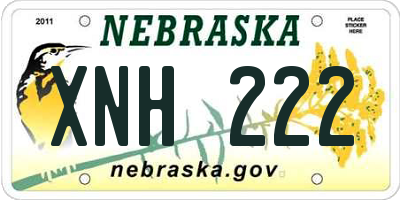 NE license plate XNH222