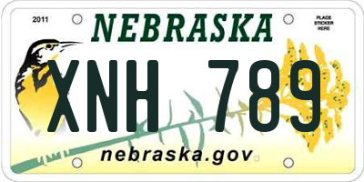 NE license plate XNH789