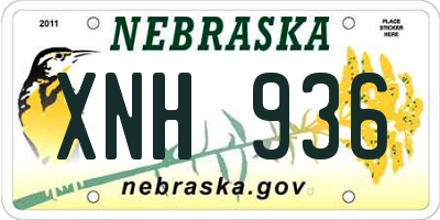 NE license plate XNH936