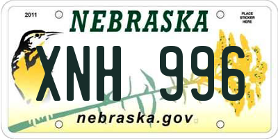 NE license plate XNH996
