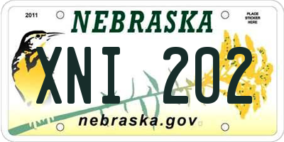 NE license plate XNI202