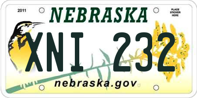 NE license plate XNI232