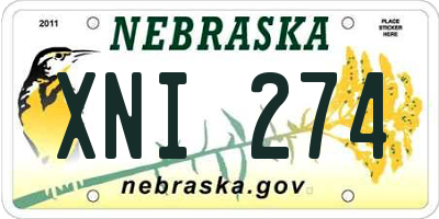 NE license plate XNI274