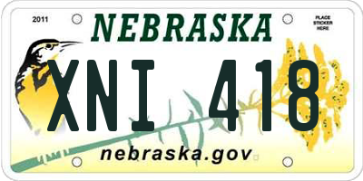 NE license plate XNI418