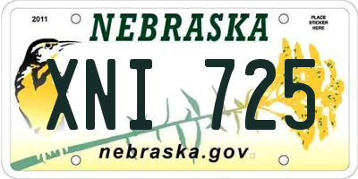 NE license plate XNI725