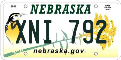 NE license plate XNI792