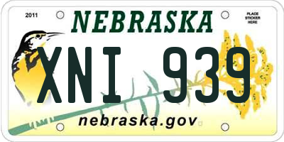 NE license plate XNI939