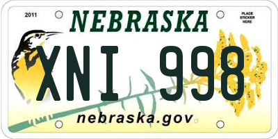 NE license plate XNI998