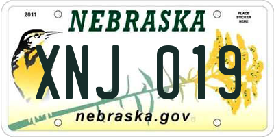 NE license plate XNJ019