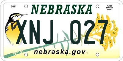 NE license plate XNJ027