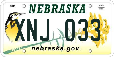 NE license plate XNJ033