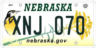 NE license plate XNJ070