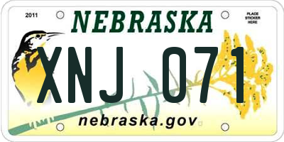 NE license plate XNJ071