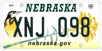 NE license plate XNJ098