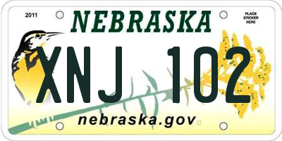 NE license plate XNJ102