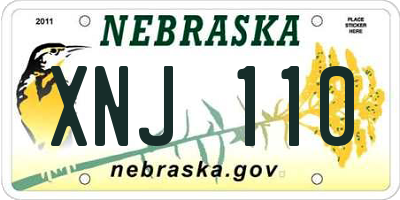 NE license plate XNJ110