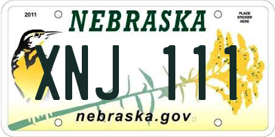 NE license plate XNJ111