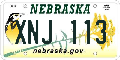 NE license plate XNJ113