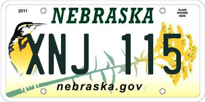 NE license plate XNJ115